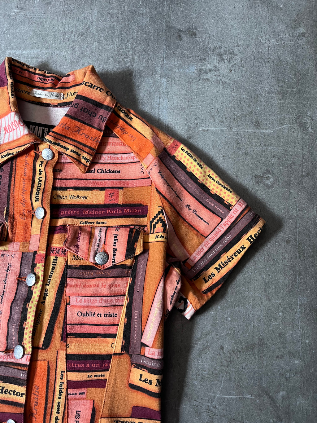 Jean Paul Gaultier All Over Bookshelf Print Short Sleeve Jacket Orange Women - M