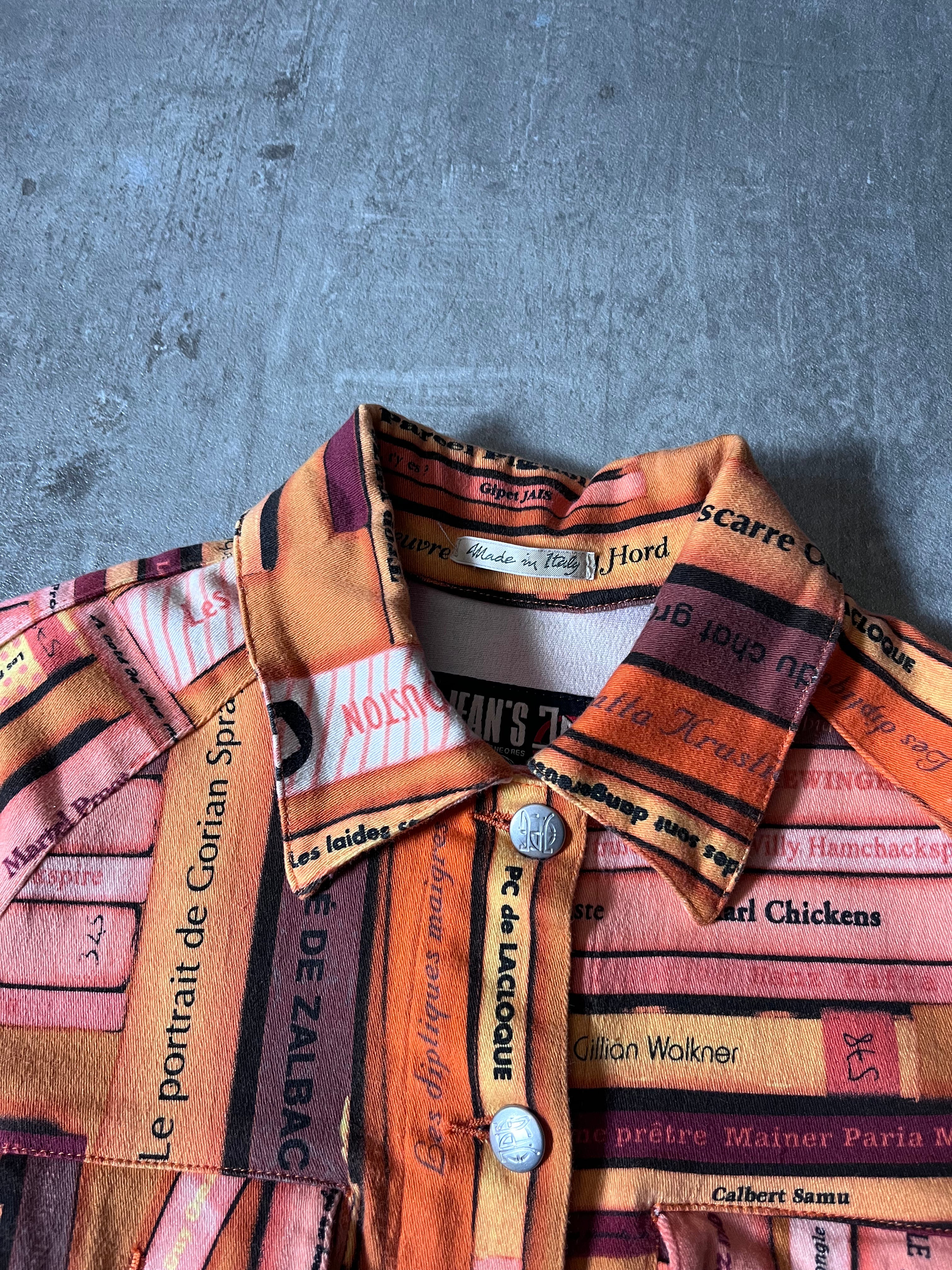 Jean Paul Gaultier All Over Bookshelf Print Short Sleeve Jacket Orange Women - M