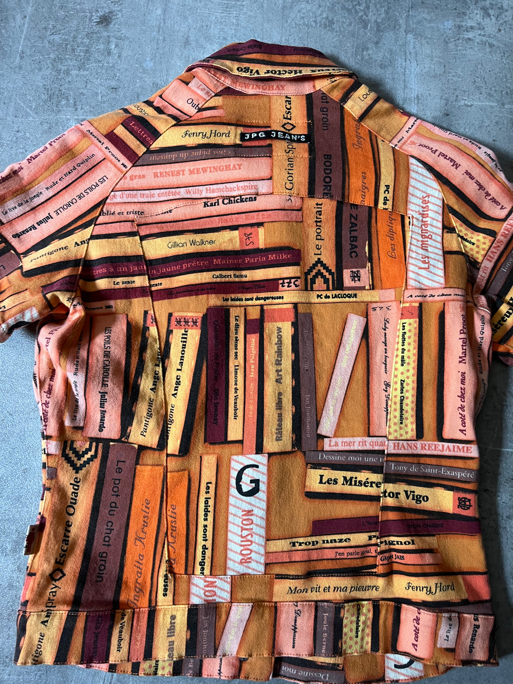 Jean Paul Gaultier All Over Bookshelf Print Short Sleeve Jacket Orange Women - M