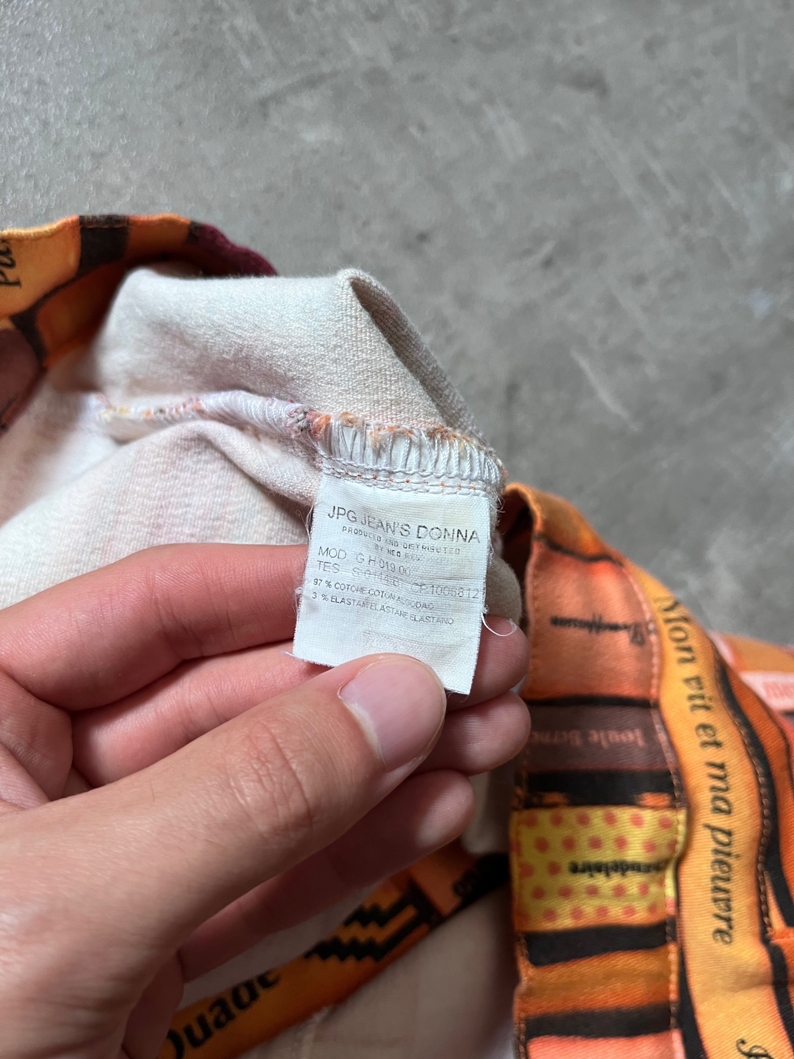 Jean Paul Gaultier All Over Bookshelf Print Short Sleeve Jacket Orange Women - M