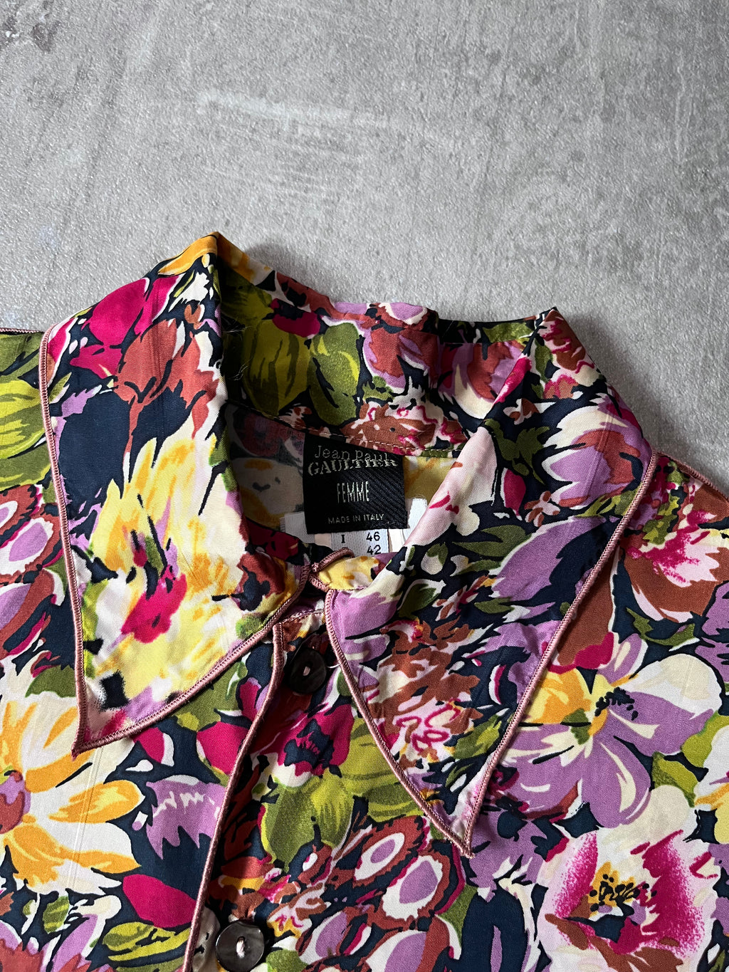 S/S 2001 Jean Paul Gaultier Floral Print Rayon Shirt Multicolor Women - XL