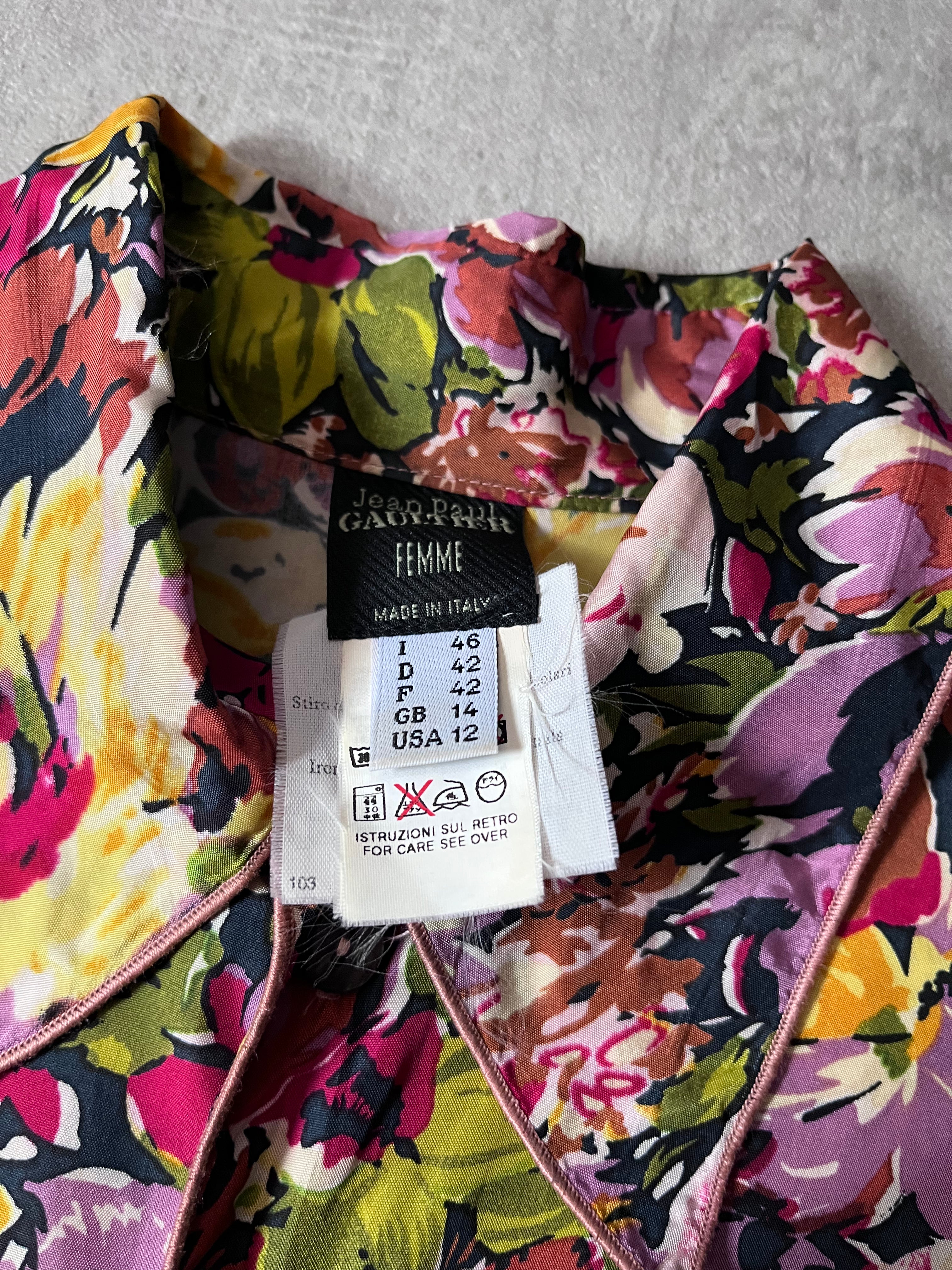 S/S 2001 Jean Paul Gaultier Floral Print Rayon Shirt Multicolor Women - XL