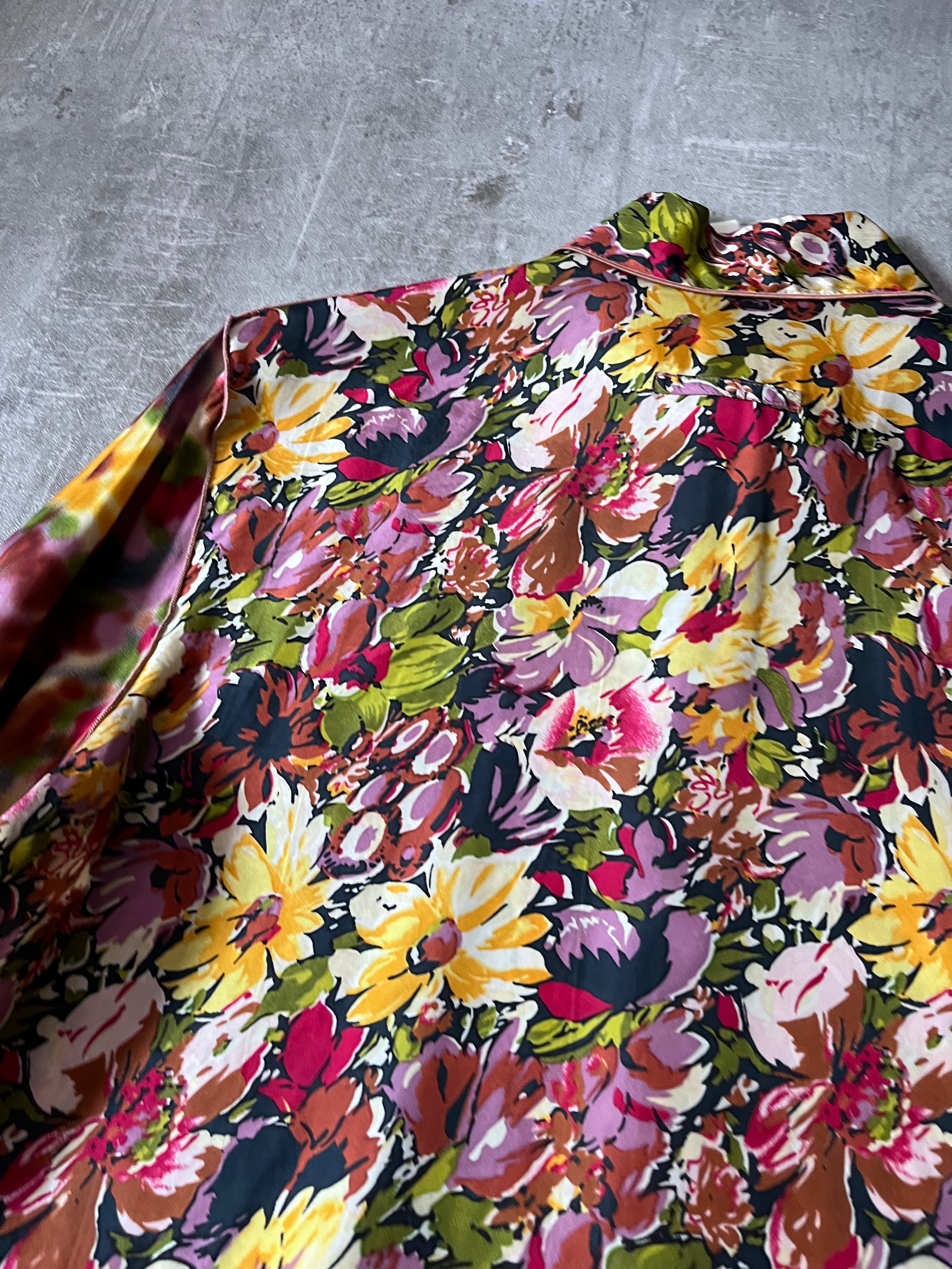 S/S 2001 Jean Paul Gaultier Floral Print Rayon Shirt Multicolor Women - XL