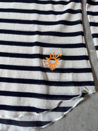 90s Jean Paul Gaultier Sailor Stripes Mesh Top Long Sleeve White Navy Women - S