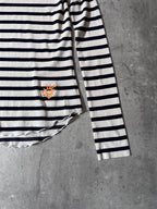 90s Jean Paul Gaultier Sailor Stripes Mesh Top Long Sleeve White Navy Women - S