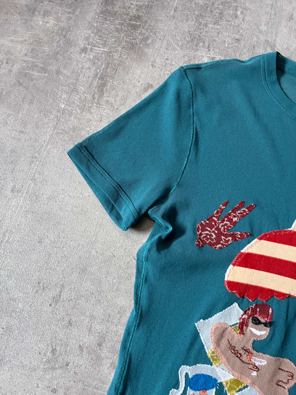 Jean Paul Gaultier Vintage Summery Beach Style Patches Mesh Top T-shirt Turquoise Unisex - M