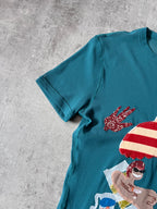 Jean Paul Gaultier Vintage Summery Beach Style Patches Mesh Top T-shirt Turquoise Unisex - M