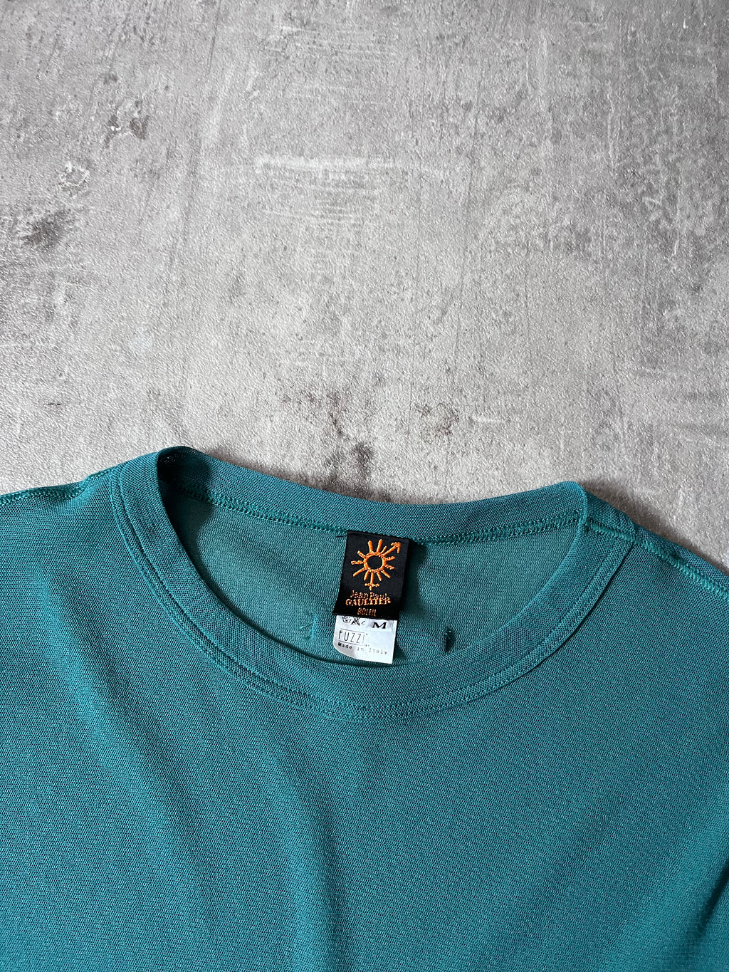 Jean Paul Gaultier Vintage Summery Beach Style Patches Mesh Top T-shirt Turquoise Unisex - M