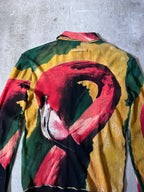 S/S 1996 Jean Paul Gaultier Flamingo All Over Print Mesh Jacket Multicolor Unisex - L