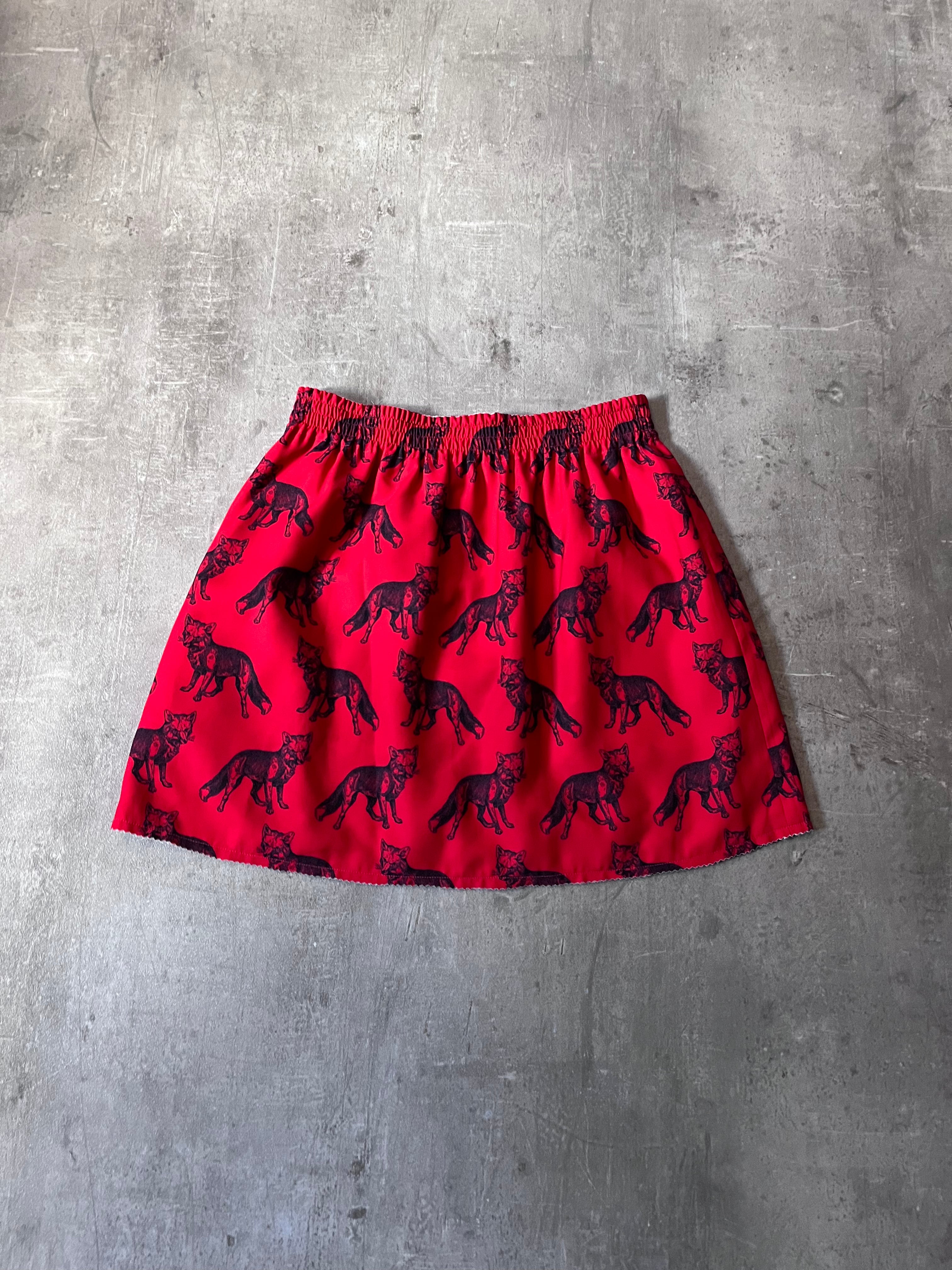 Undercover Jun Takahashi Greyhound Fox Print Reversible Skirt Red White Women - M
