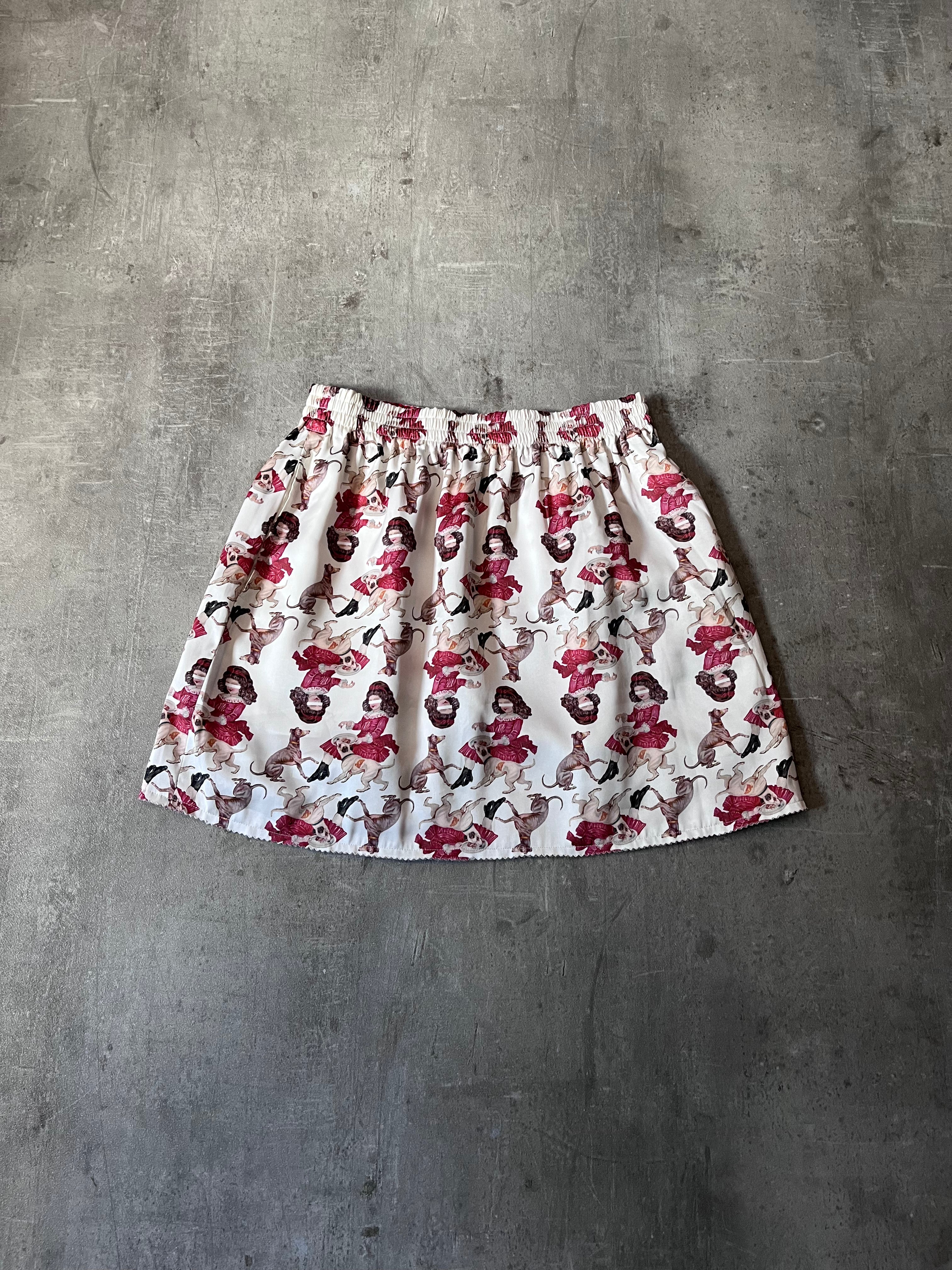 Undercover Jun Takahashi Greyhound Fox Print Reversible Skirt Red White Women - M