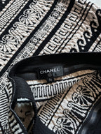 Cruise 2018 Chanel by Karl Lagerfeld Greek Style Paper Dress Beige Black Women - S