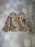 Celine Vintage All Over Print Silk Long Sleeve Beige Green Women - L