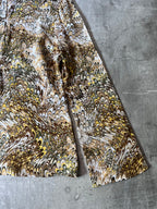 Celine Vintage All Over Print Silk Long Sleeve Beige Green Women - L