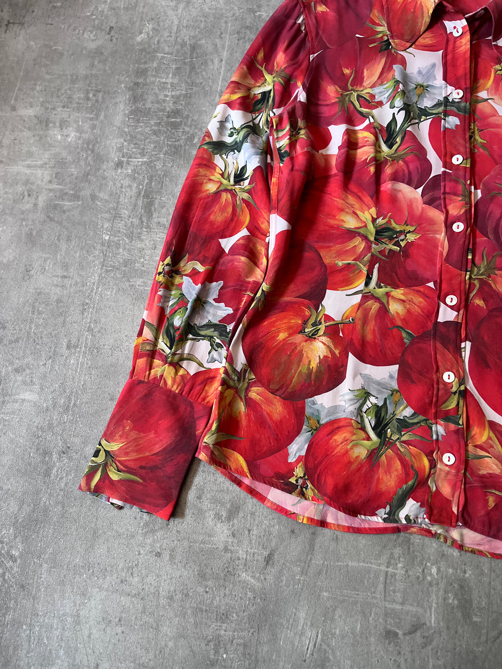 S/S 2012 Dolce & Gabbana Tomato Print Silk Shirt Red Women - S