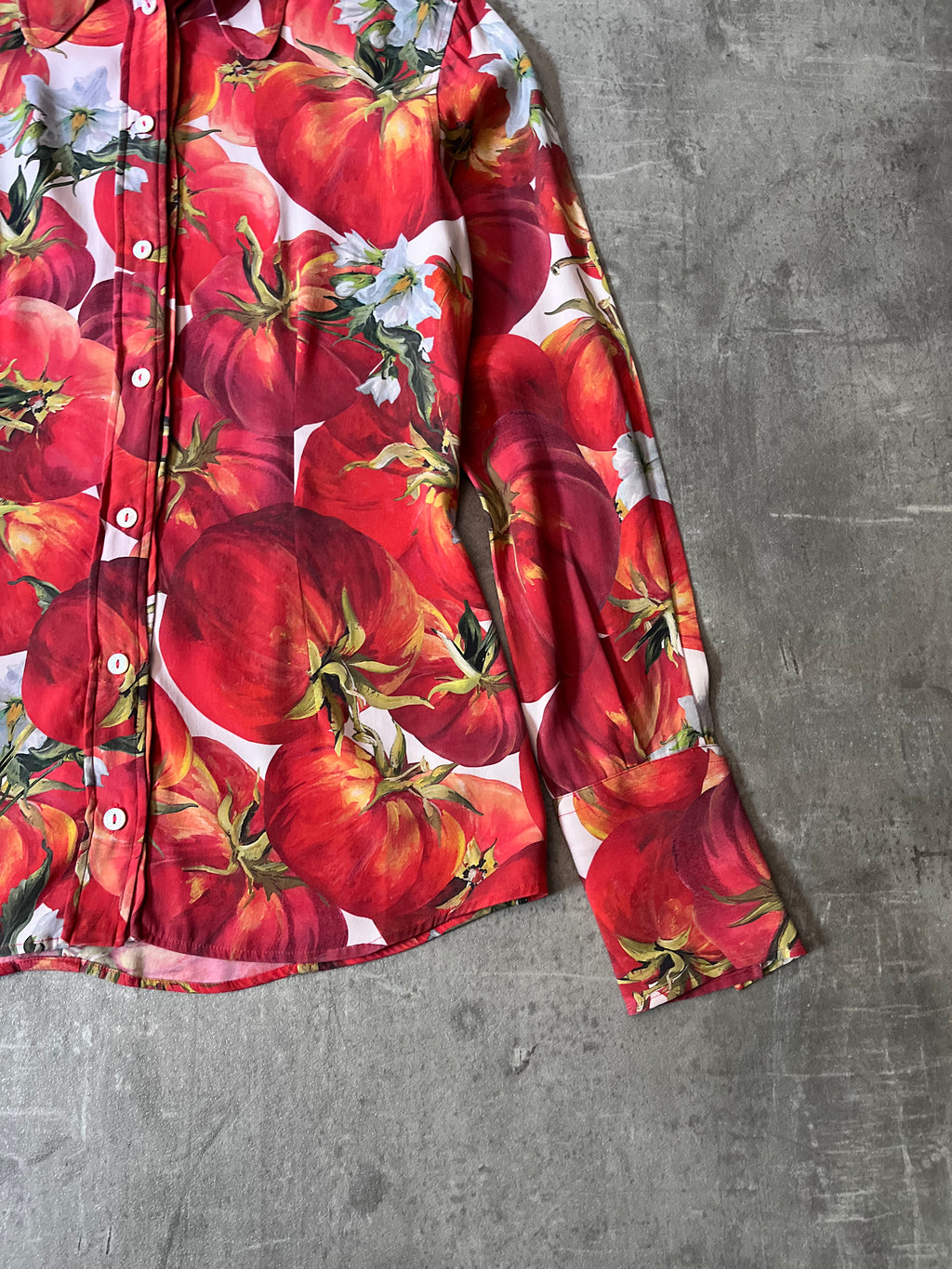 S/S 2012 Dolce & Gabbana Tomato Print Silk Shirt Red Women - S