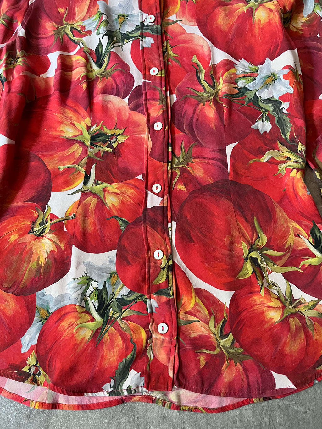 S/S 2012 Dolce & Gabbana Tomato Print Silk Shirt Red Women - S