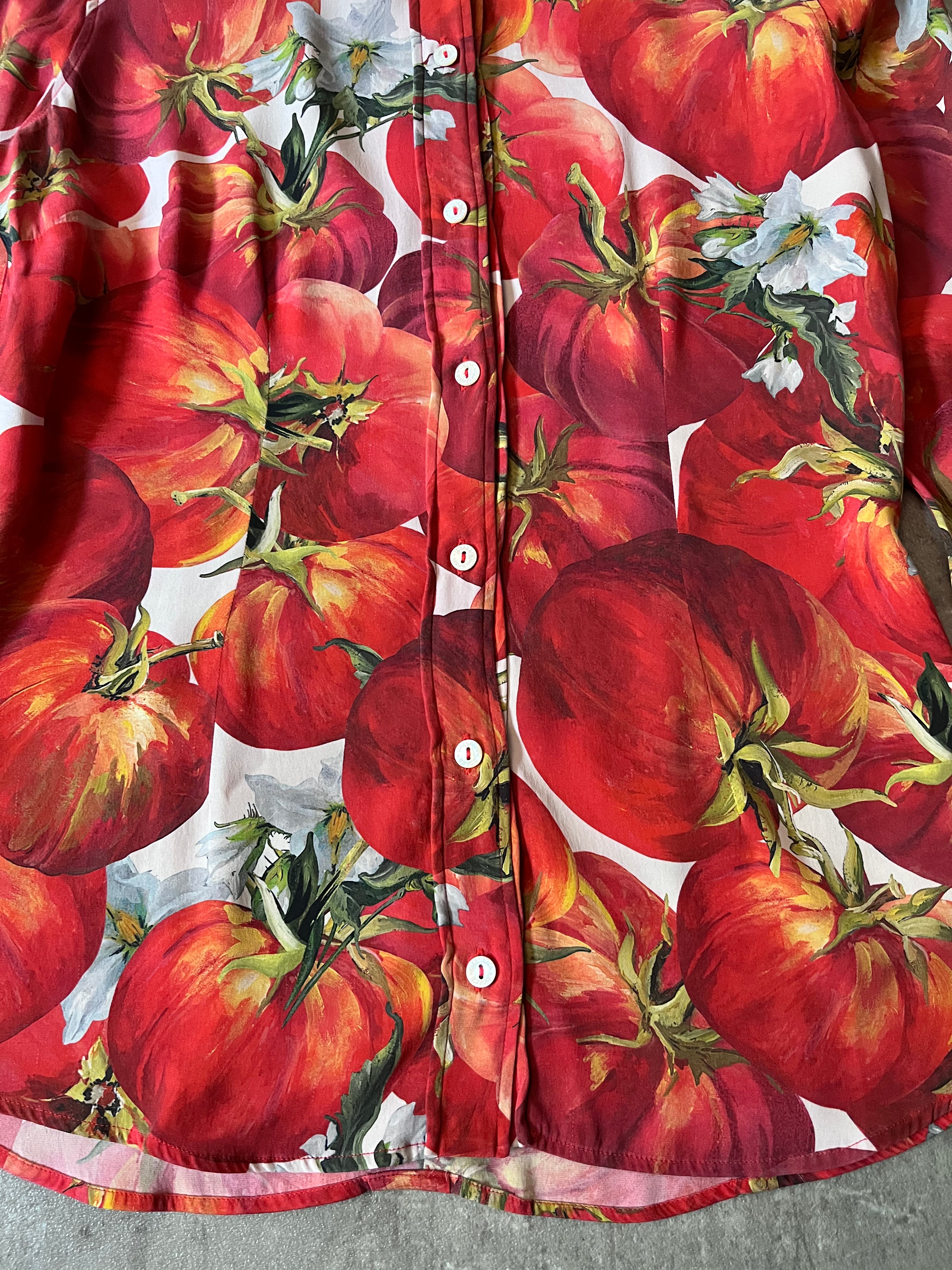S/S 2012 Dolce & Gabbana Tomato Print Silk Shirt Red Women - S