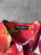 S/S 2012 Dolce & Gabbana Tomato Print Silk Shirt Red Women - S