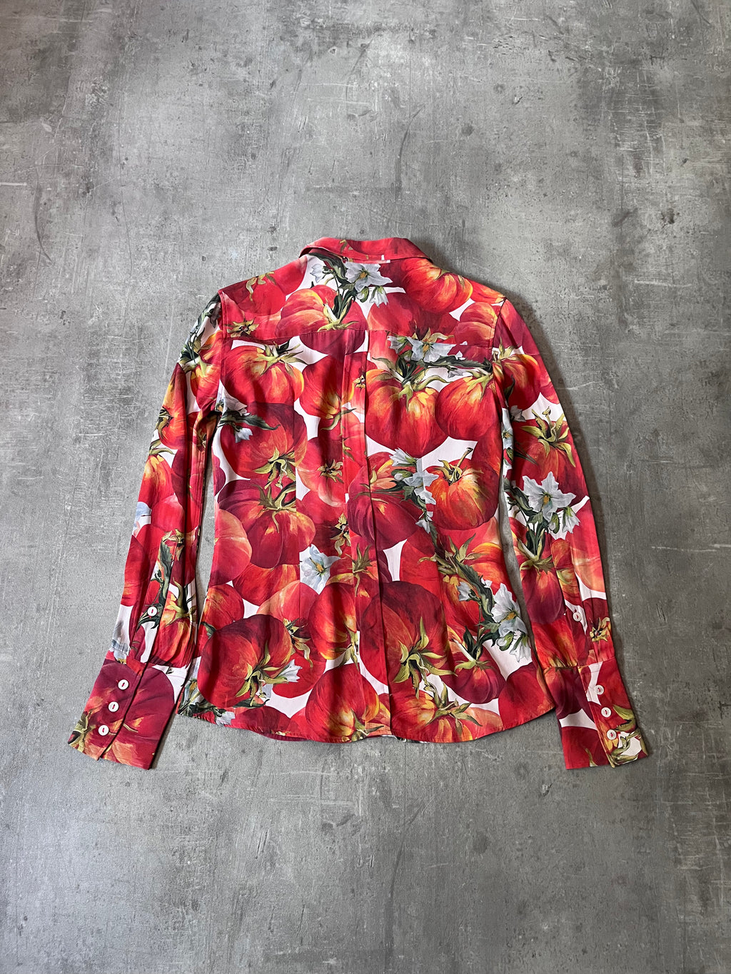 S/S 2012 Dolce & Gabbana Tomato Print Silk Shirt Red Women - S