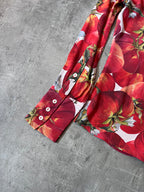 S/S 2012 Dolce & Gabbana Tomato Print Silk Shirt Red Women - S