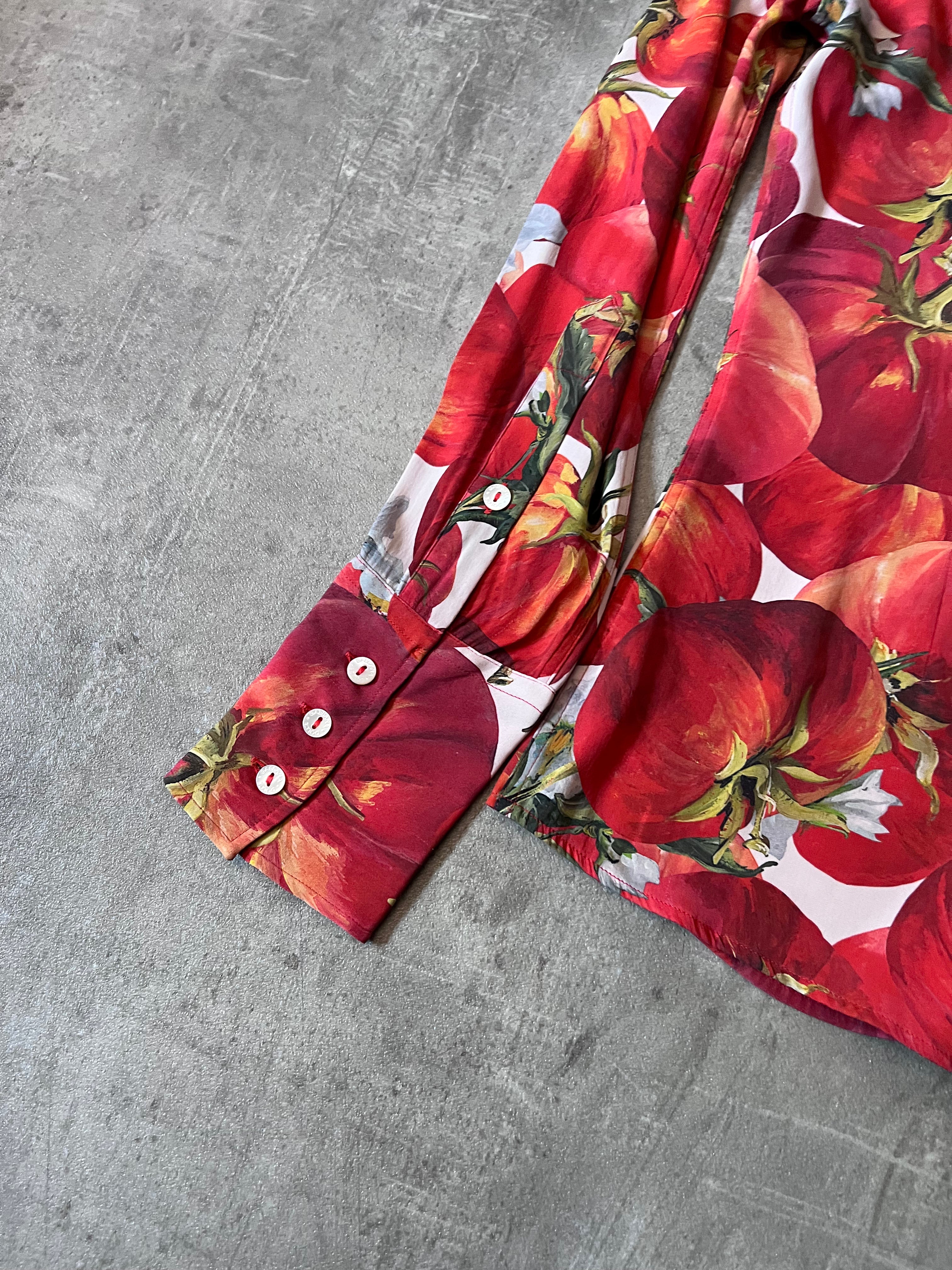 S/S 2012 Dolce & Gabbana Tomato Print Silk Shirt Red Women - S