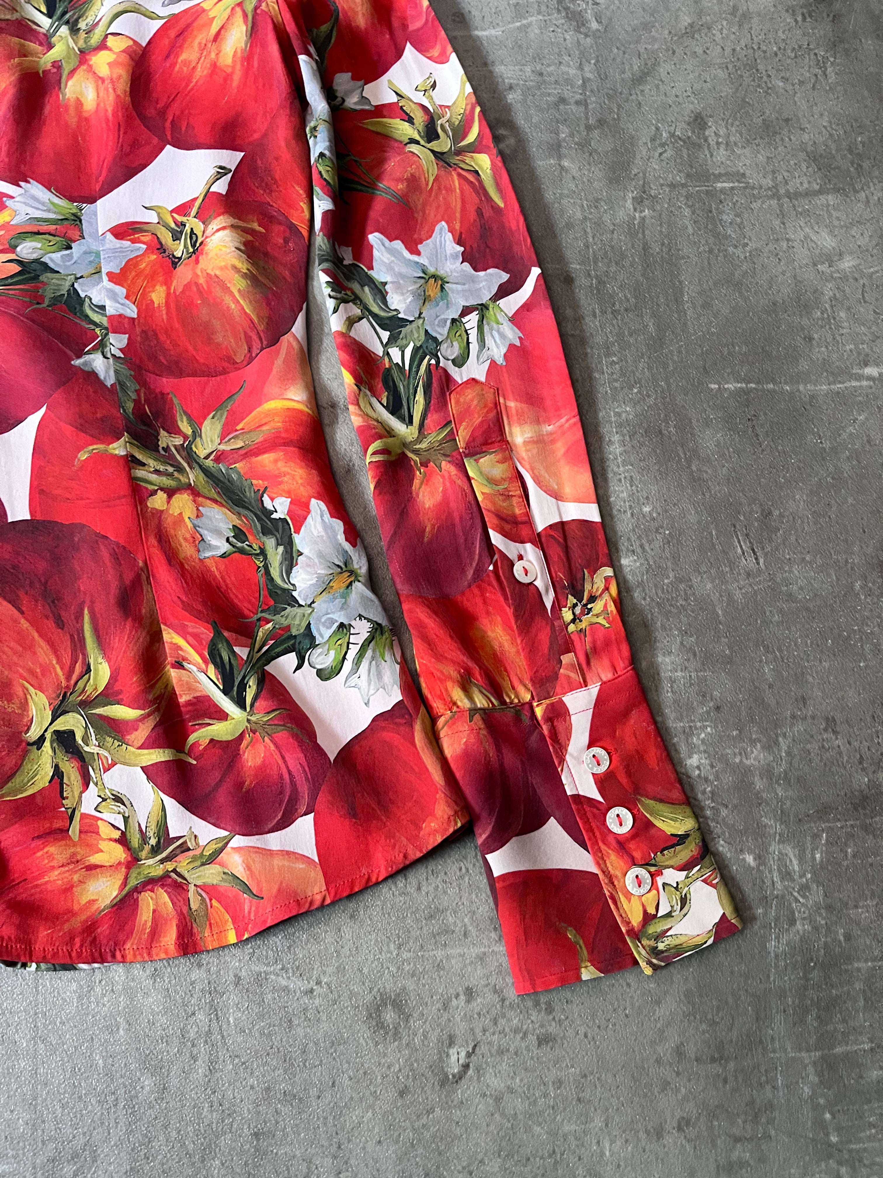 S/S 2012 Dolce & Gabbana Tomato Print Silk Shirt Red Women - S