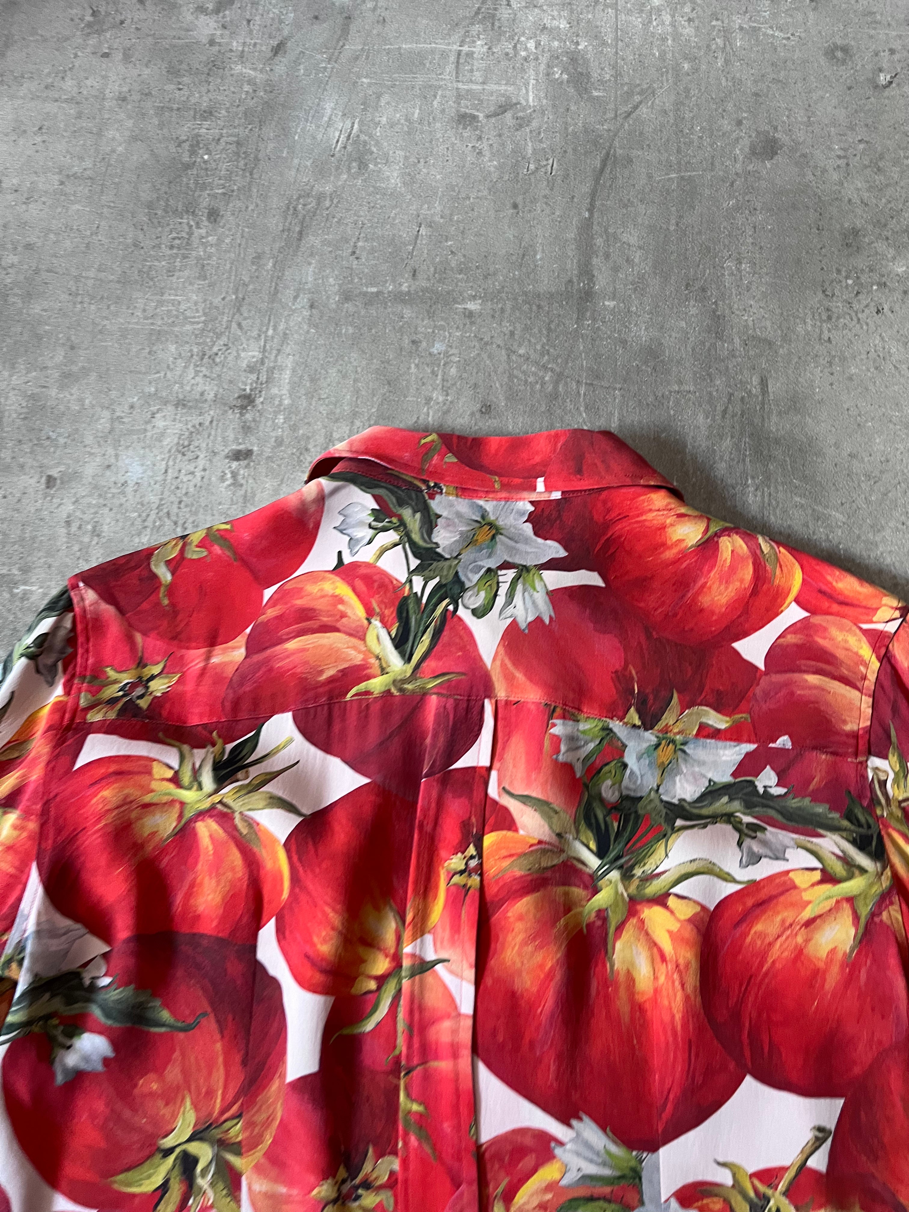 S/S 2012 Dolce & Gabbana Tomato Print Silk Shirt Red Women - S