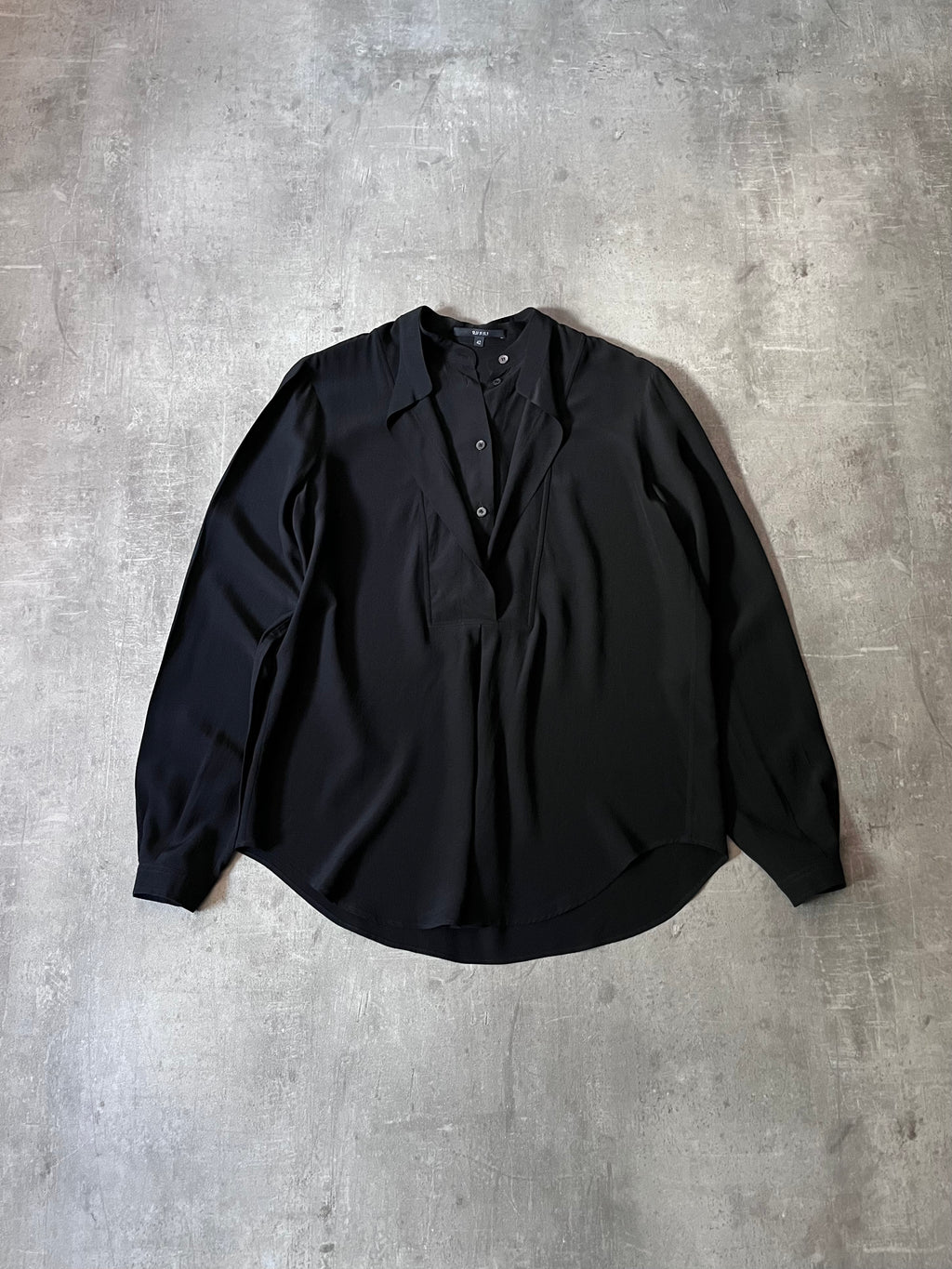 Gucci Double Collar Silk Shirt Black Women - M
