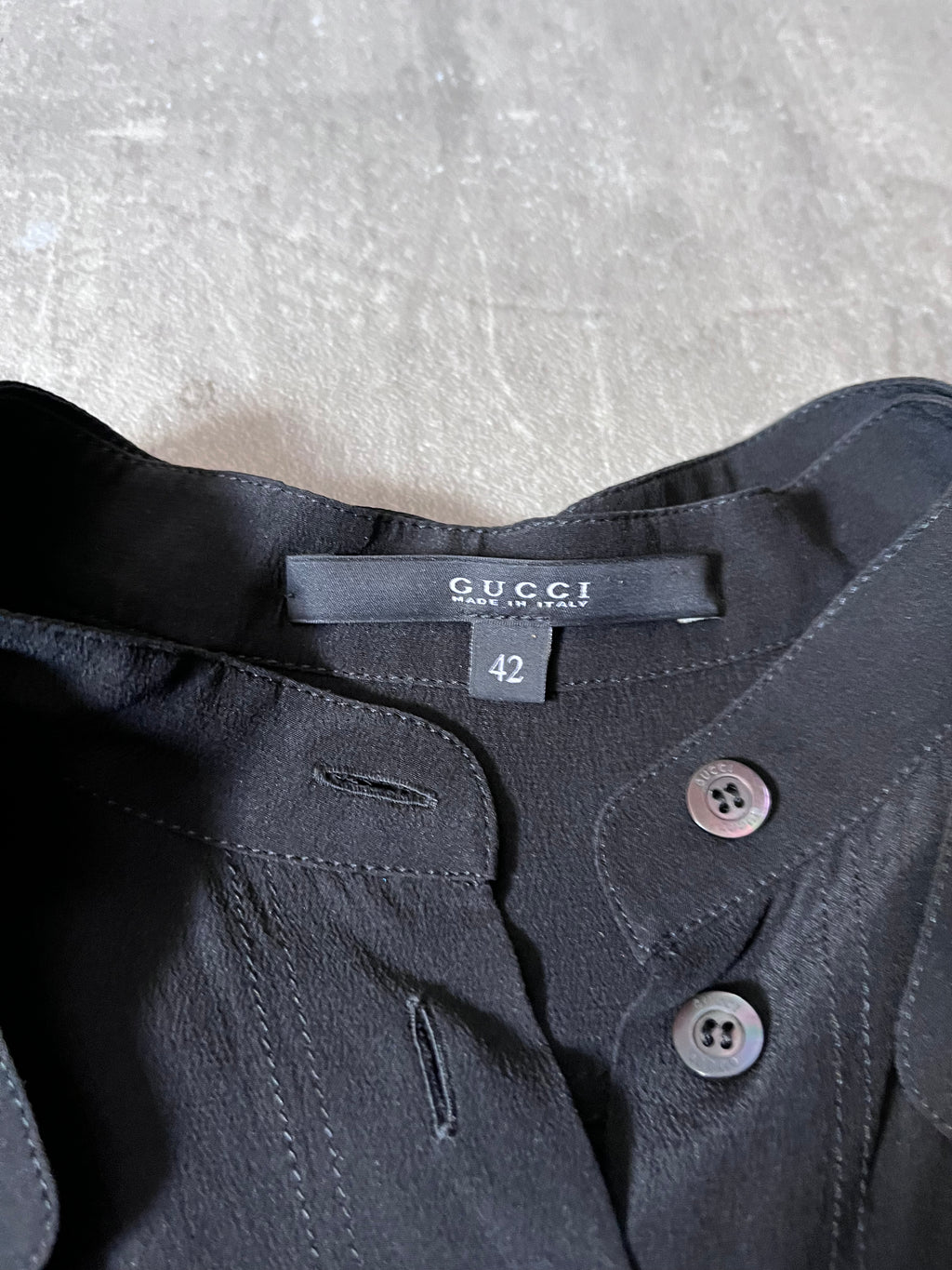 Gucci Double Collar Silk Shirt Black Women - M