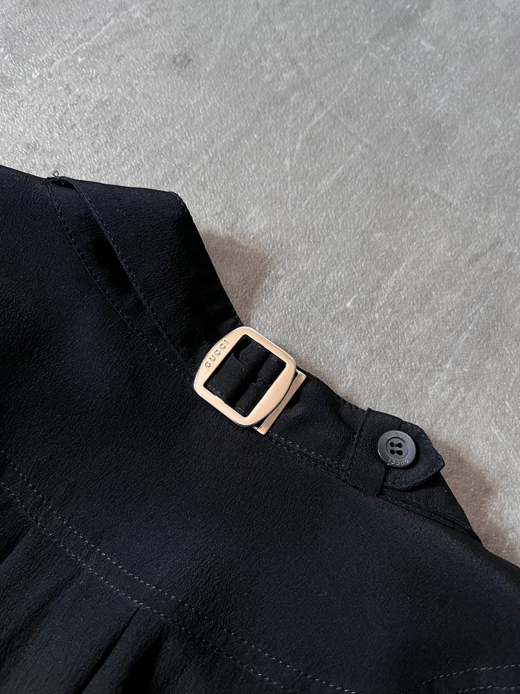 Gucci Double Collar Silk Shirt Black Women - M