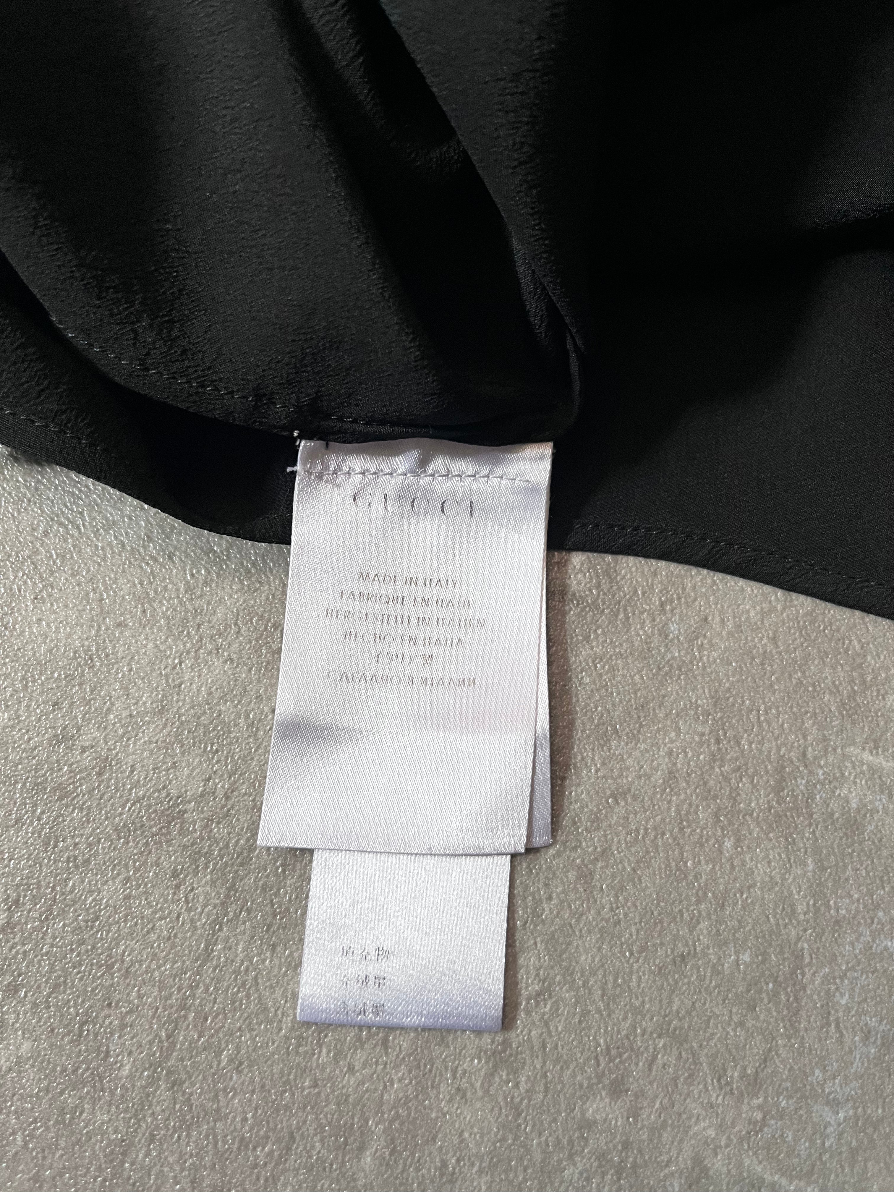 Gucci Double Collar Silk Shirt Black Women - M