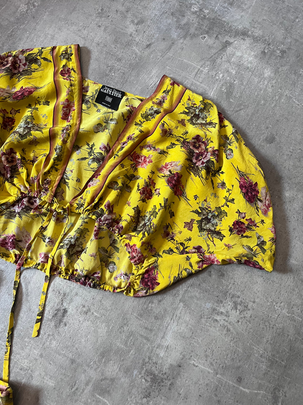90s Jean Paul Gaultier Silk Floral Print Set of Two Tops Yellow Women - S