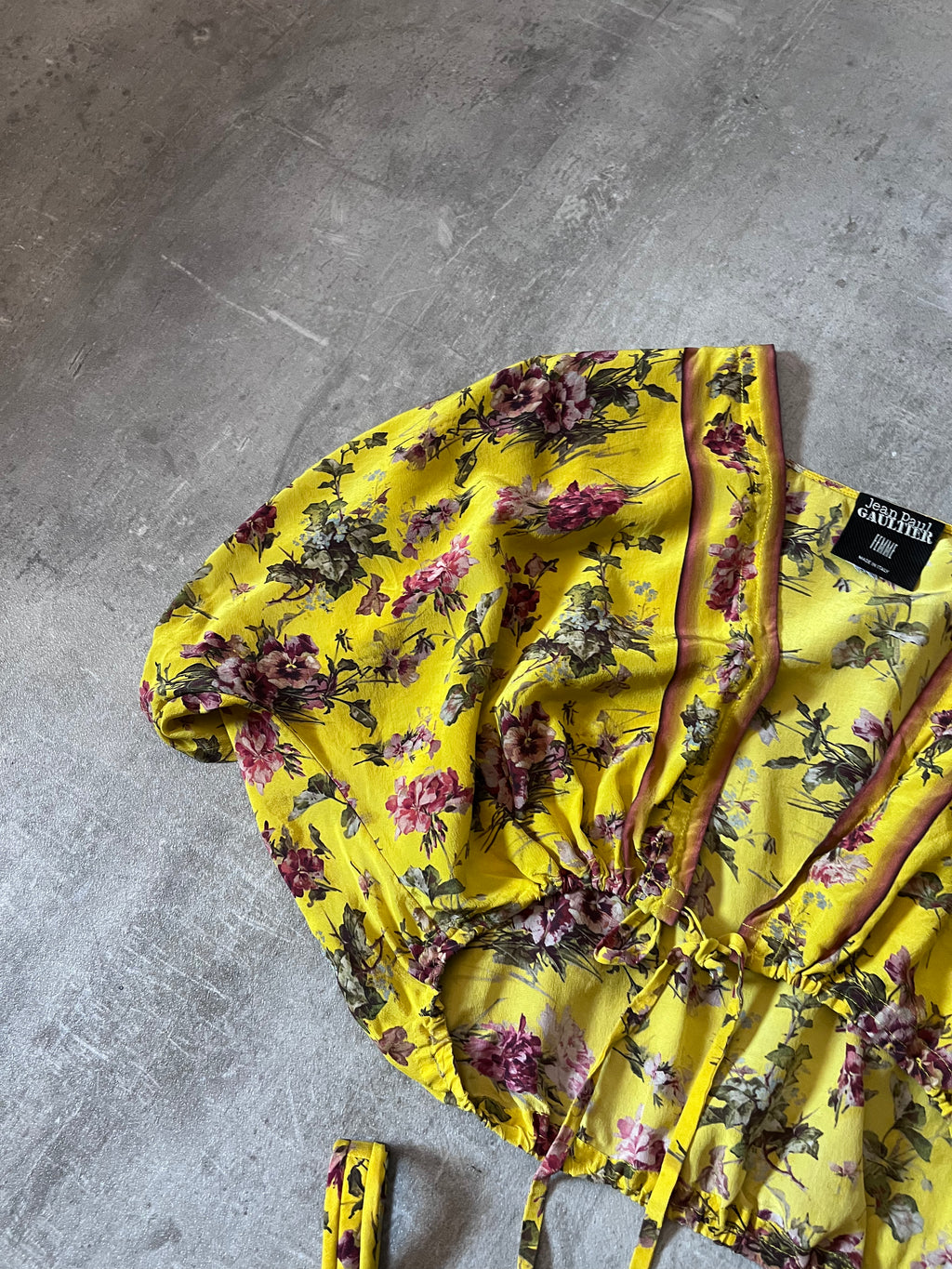 90s Jean Paul Gaultier Silk Floral Print Set of Two Tops Yellow Women - S