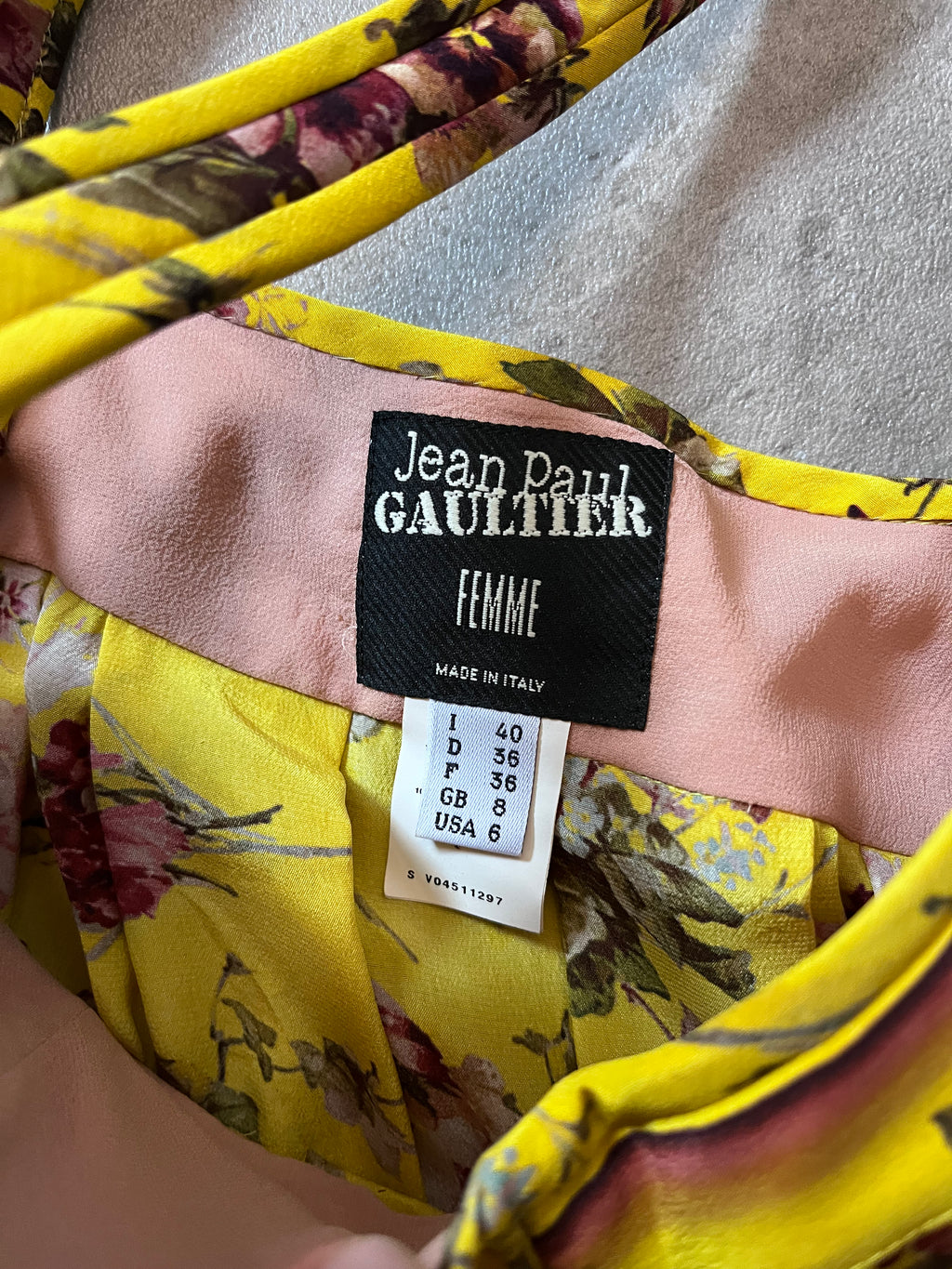 90s Jean Paul Gaultier Silk Floral Print Set of Two Tops Yellow Women - S