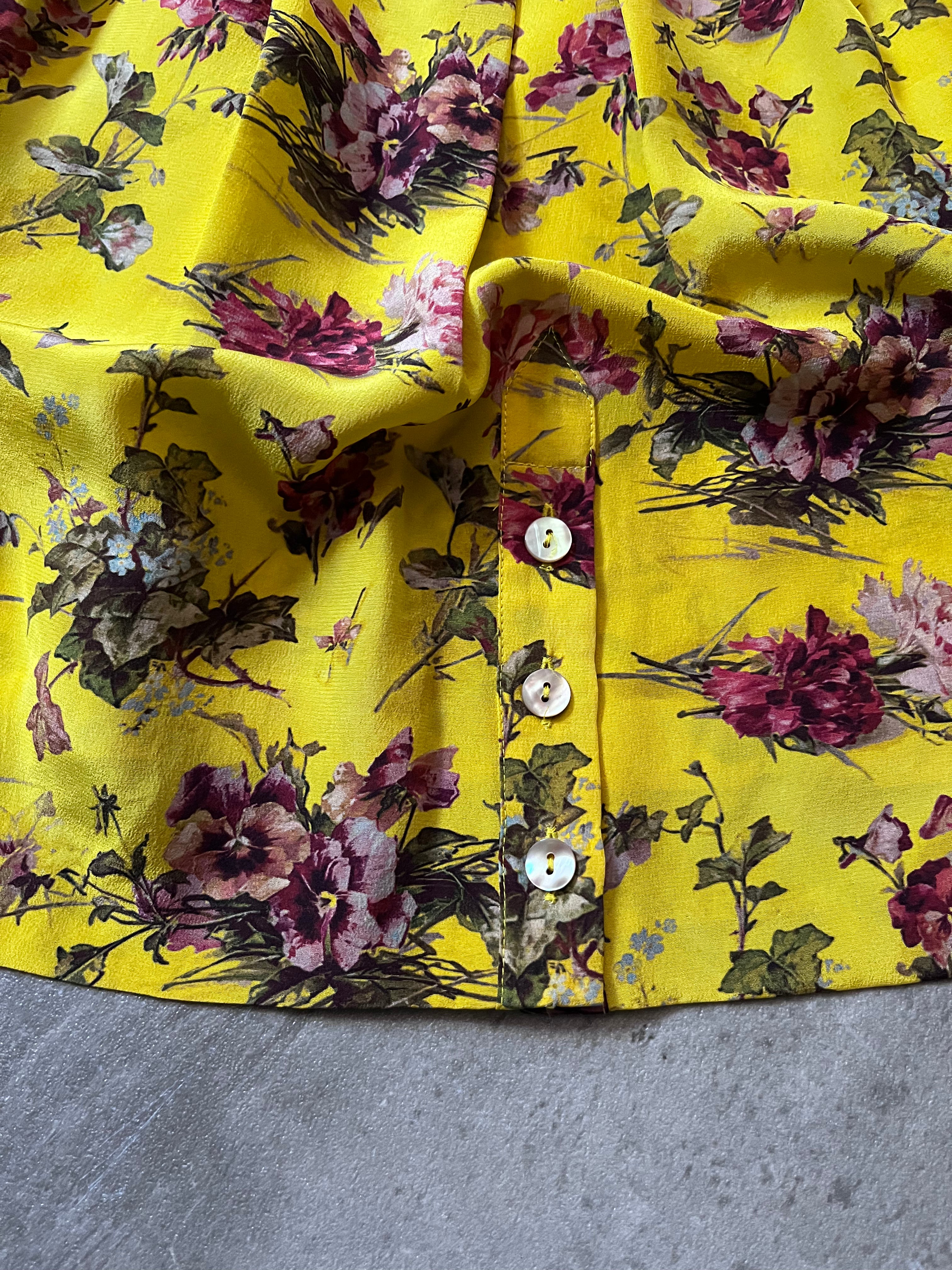 90s Jean Paul Gaultier Silk Floral Print Set of Two Tops Yellow Women - S