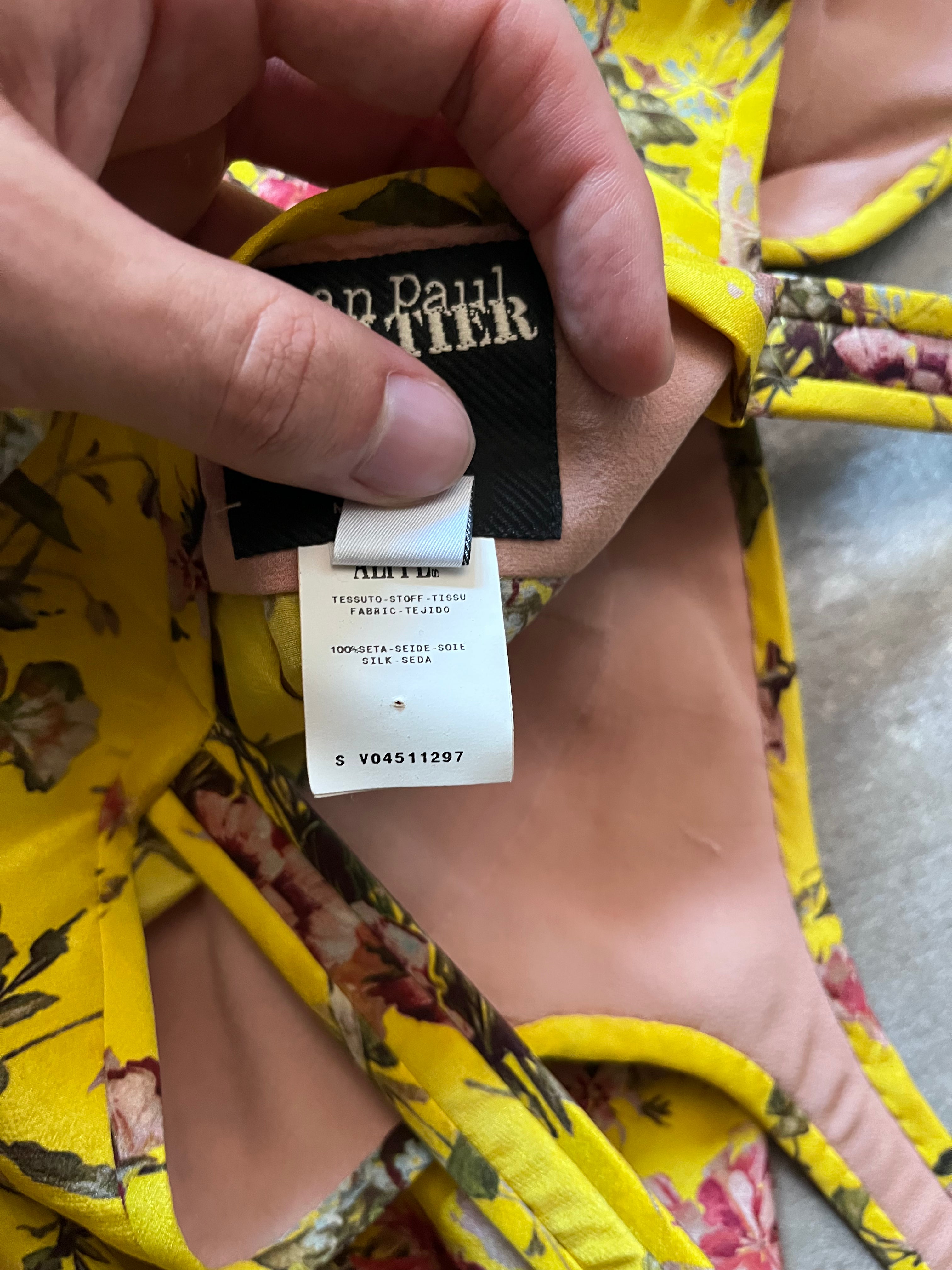 90s Jean Paul Gaultier Silk Floral Print Set of Two Tops Yellow Women - S