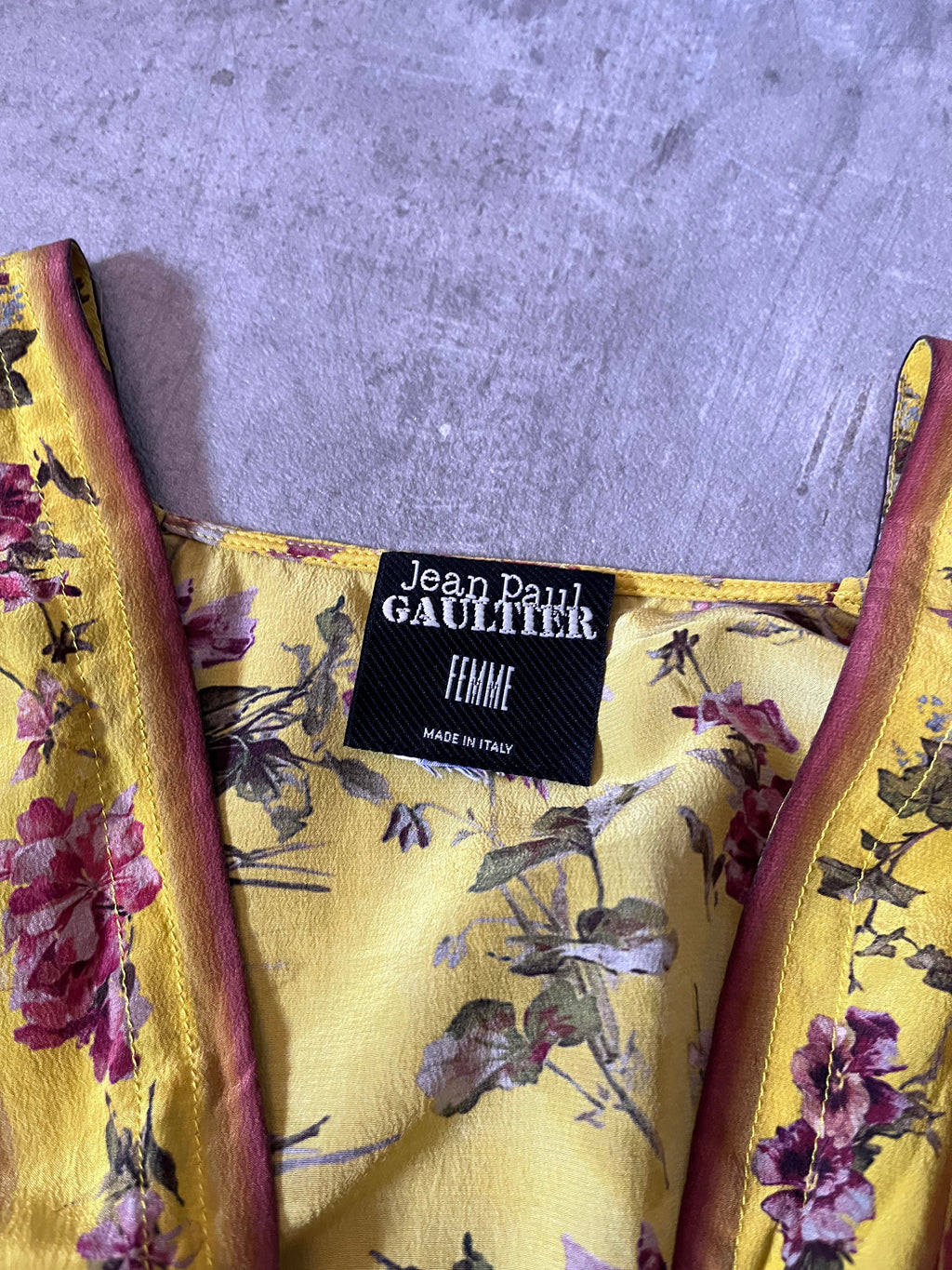 90s Jean Paul Gaultier Silk Floral Print Set of Two Tops Yellow Women - S