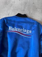 Balenciaga "Political Campaign" Nylon Bomber Jacket Blue Men - S