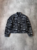 Balenciaga All Over Logo Print Denim Jacket Black Men - L