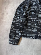 Balenciaga All Over Logo Print Denim Jacket Black Men - L