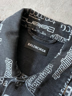 Balenciaga All Over Logo Print Denim Jacket Black Men - L