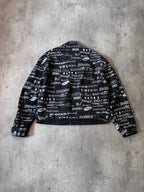 Balenciaga All Over Logo Print Denim Jacket Black Men - L