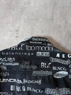 Balenciaga All Over Logo Print Denim Jacket Black Men - L