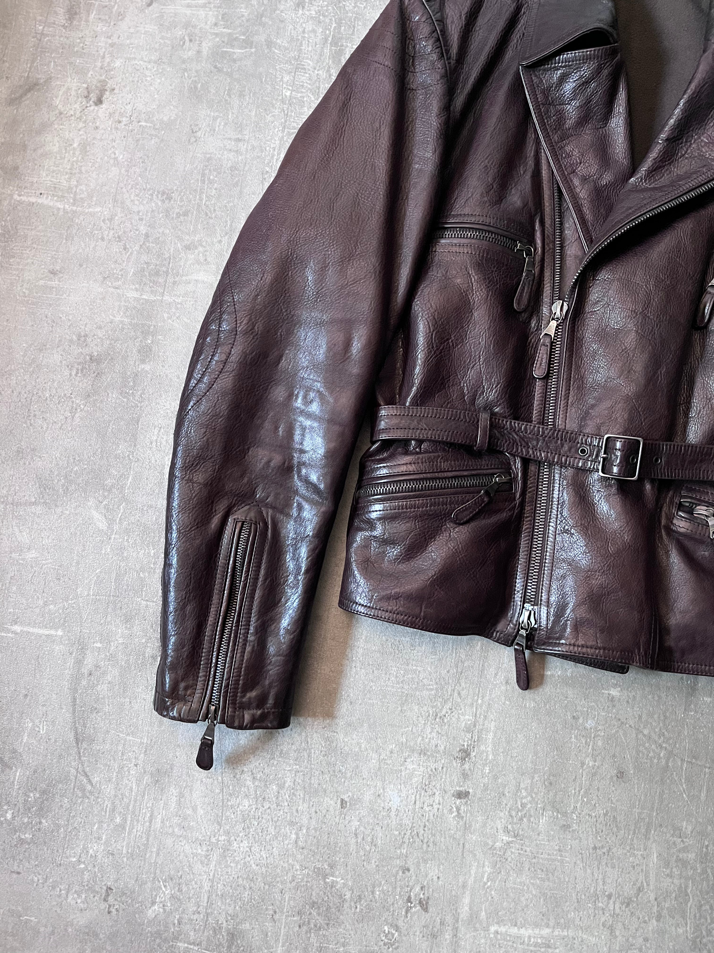 Jil Sander by Raf Simons Leather Ramones Jacket Brown Men - M