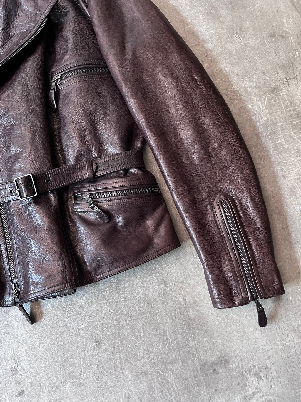 Jil Sander by Raf Simons Leather Ramones Jacket Brown Men - M