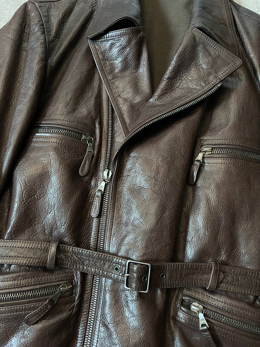 Jil Sander by Raf Simons Leather Ramones Jacket Brown Men - M