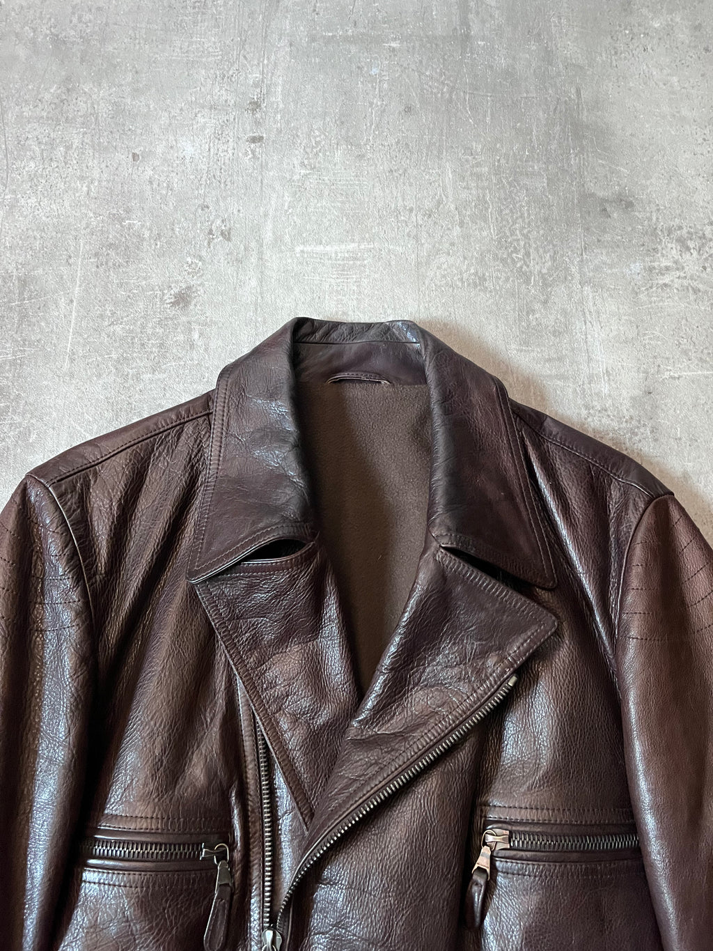 Jil Sander by Raf Simons Leather Ramones Jacket Brown Men - M