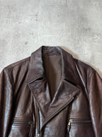 Jil Sander by Raf Simons Leather Ramones Jacket Brown Men - M