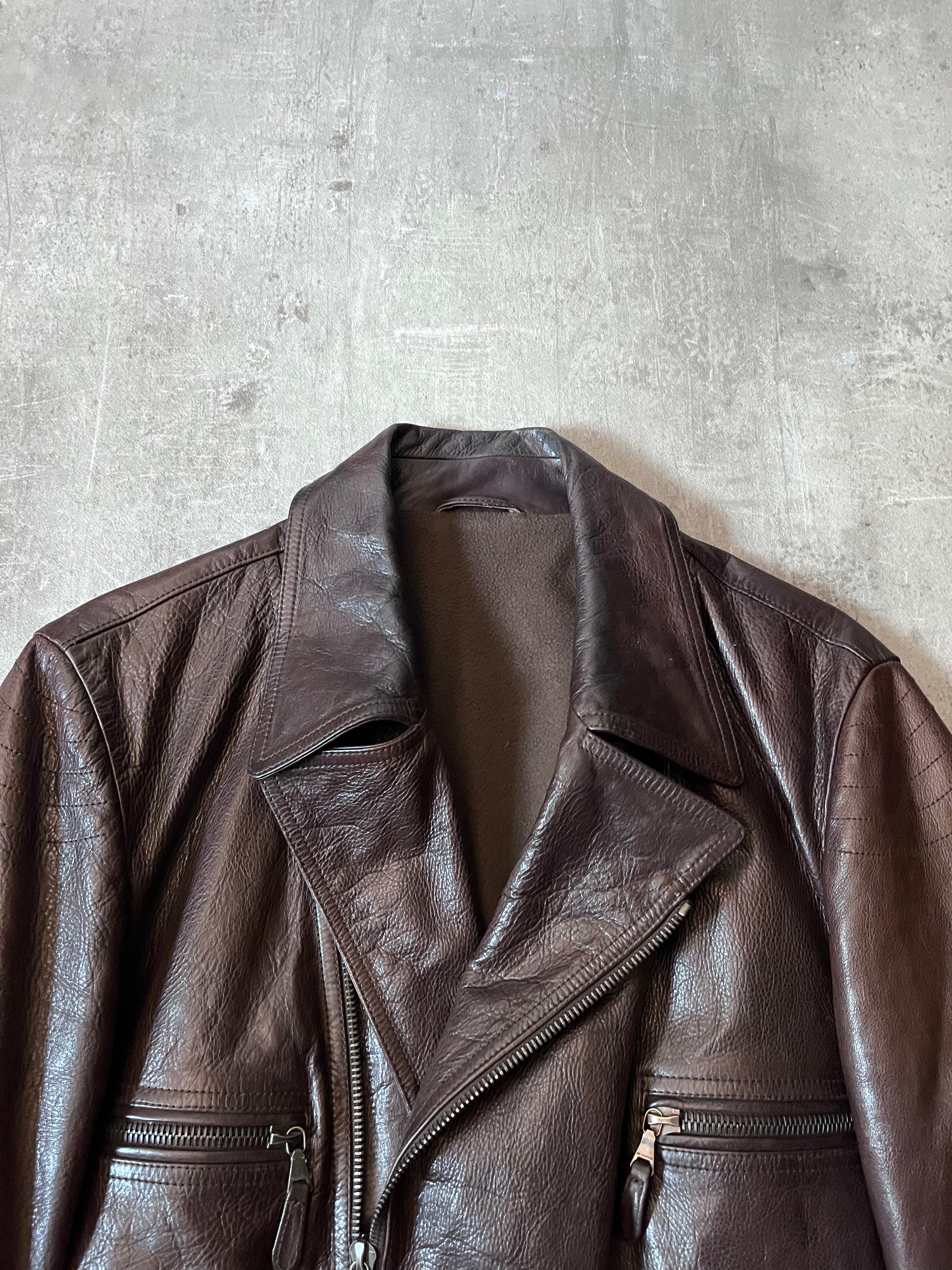 Jil Sander by Raf Simons Leather Ramones Jacket Brown Men - M